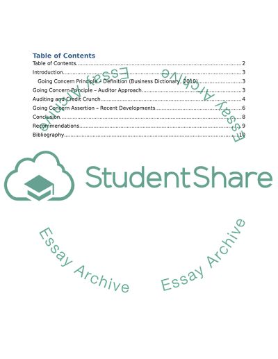 Going Concern Principle - Auditor Approach