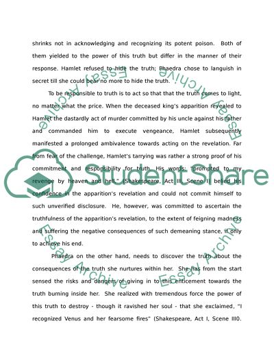 Responsibility in Hamlet and Phaedra