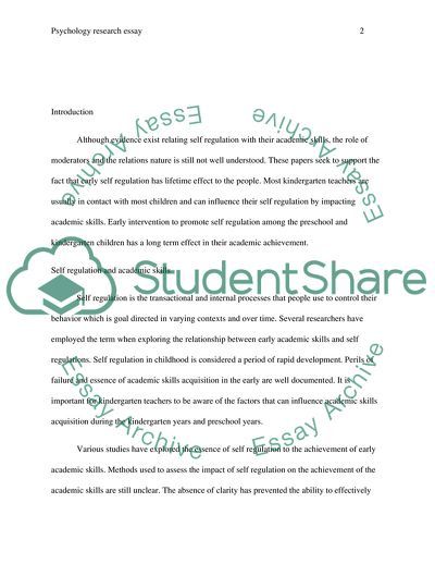 Early Self Regulation Has Lifetime Effects: A Teachers Perspective