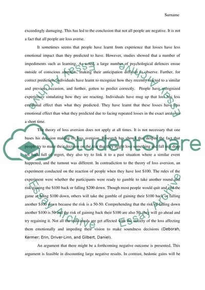 Loss Aversion and Its Effects False Impact in Decision Making