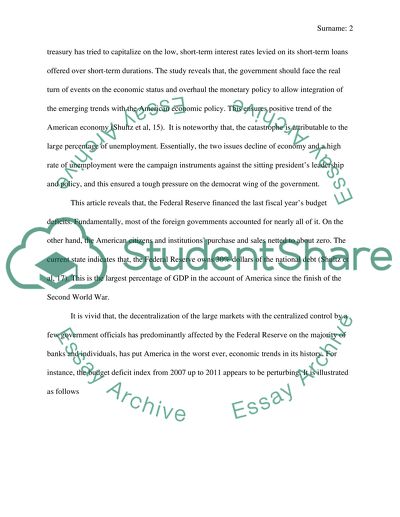 Economic Developments in the United States as of 2012