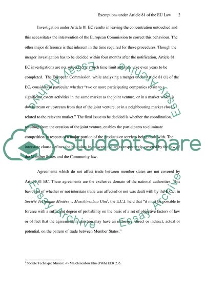 Exemptions under Article 81 of the EU Law