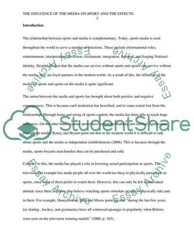 The Influence of the Media on Sport and Its Effects