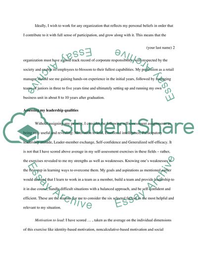 My Goals as a Leader and Assessing My Leadership Qualities