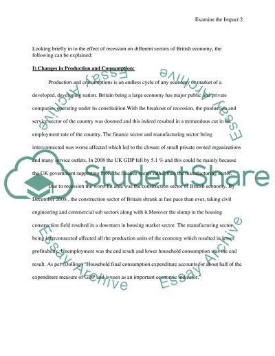 The Impact of the Recent Recession on the British Economy