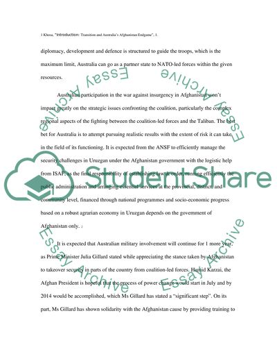 Australias Participation in War in Afghanistan