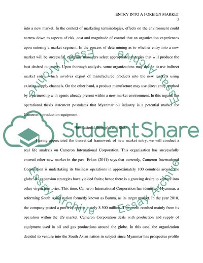 Entry into Foreign Market