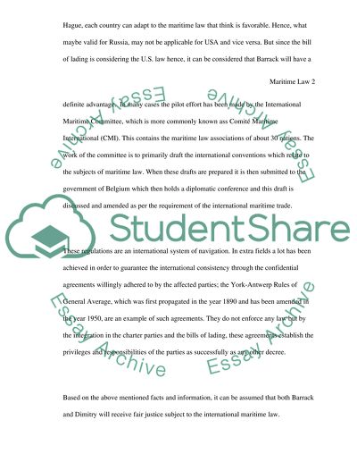 Maritime Law-Advise BOTH Barack and Dimitry of Any Claims