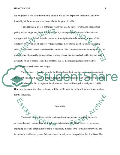 efforts at containing cost in health care essay example topics and efforts at containing cost in health care