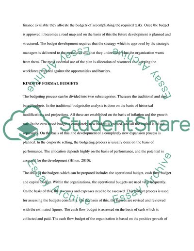 The Influence of a Volatile Business on the Budgets