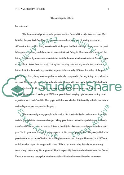 The Ambiguity of Life