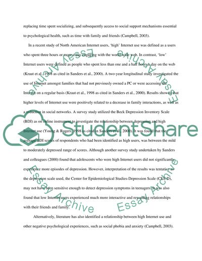 The Relationship between Internet Activities and Depressive Symptoms in a Sample of College Freshmen