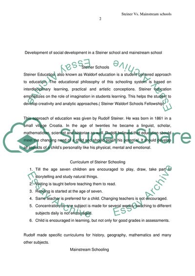 Development of Social Development in a Steiner and Mainstream School