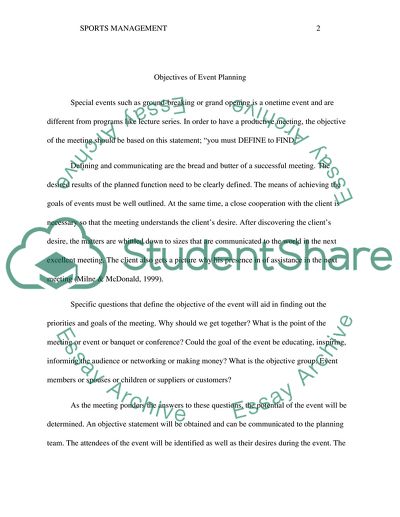 Event Planning in Sports Management