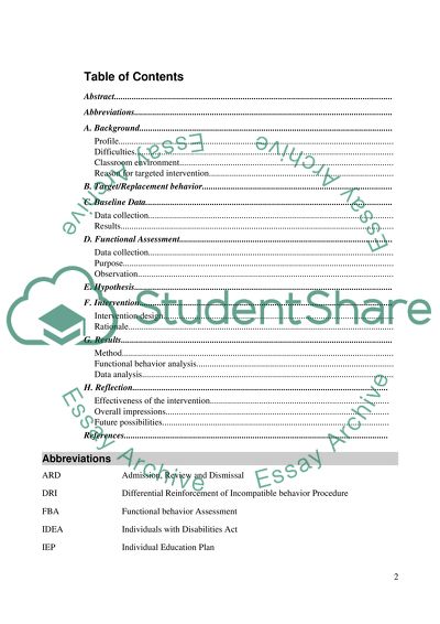 Behavior intervention