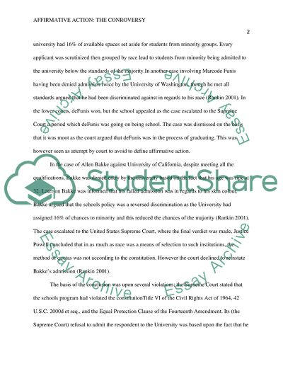 Affirmative Action: The Controversy