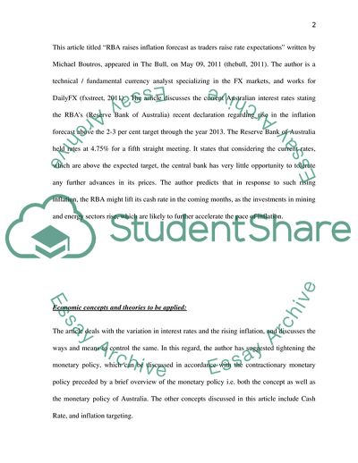 Economics - RBA Raises Inflation Forecast As Traders Raise Rate Expectations