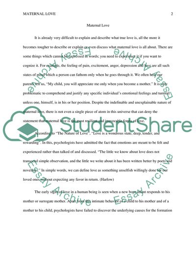 The Nature of Maternal Love