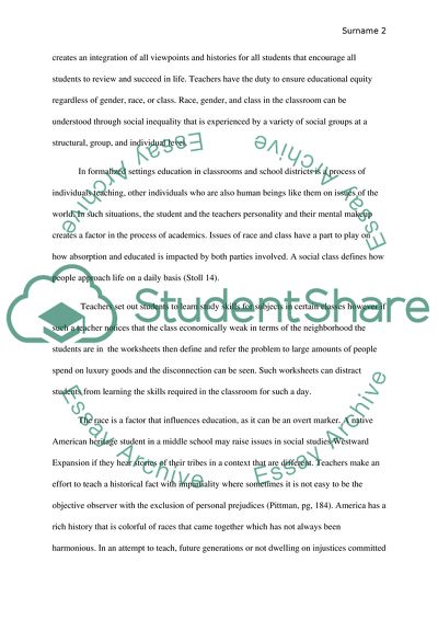 Race, Gender and Class in Classrooms