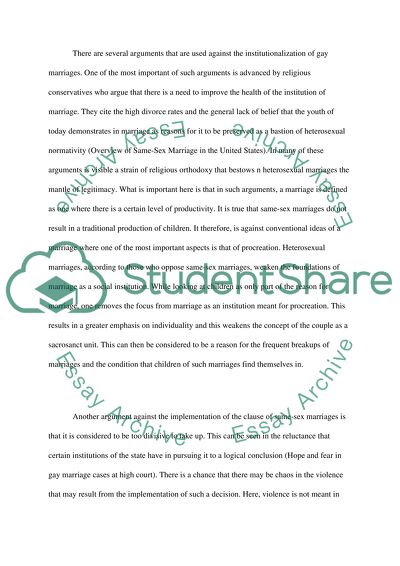 The Legalization of Same-sex Marriages