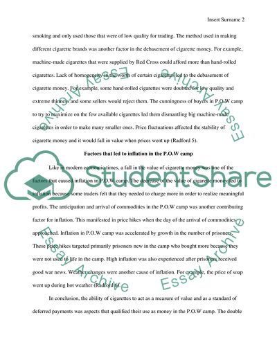 Cigerate money in POW camp