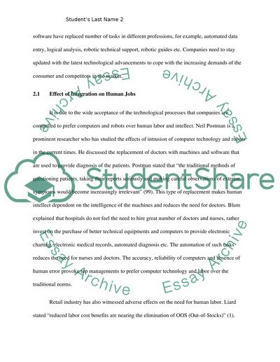 Computers/robots replacing jobs
