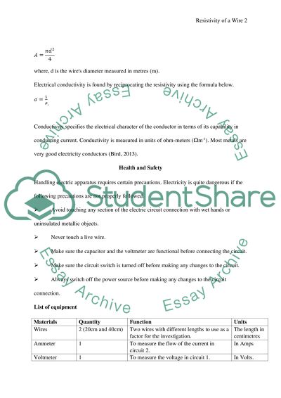 Measuring the Electrical Resistivity of a Wire