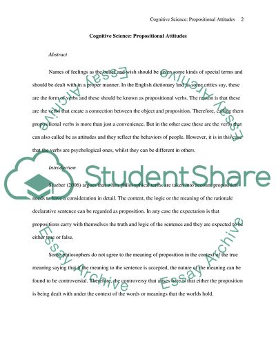 Cognitive Science: Propositional Attitudes