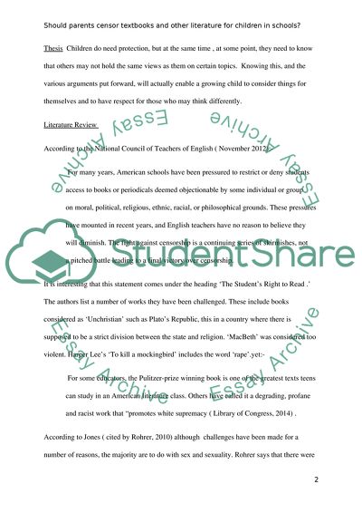 Should Parents Censor Textbooks and Other Literature for Children in Schools