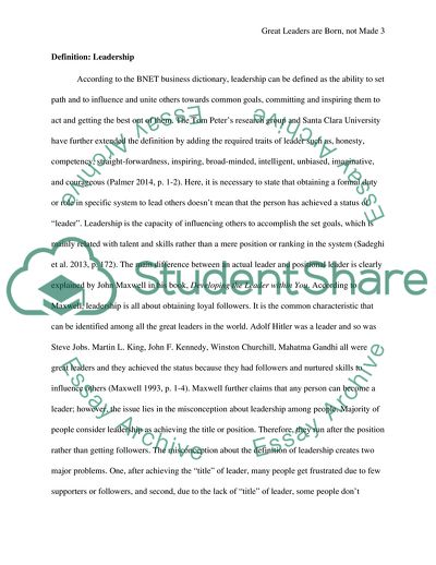 Great Leaders Are Born, Not Made