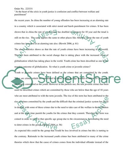 Youth Justice. Welfare And Punishment Management