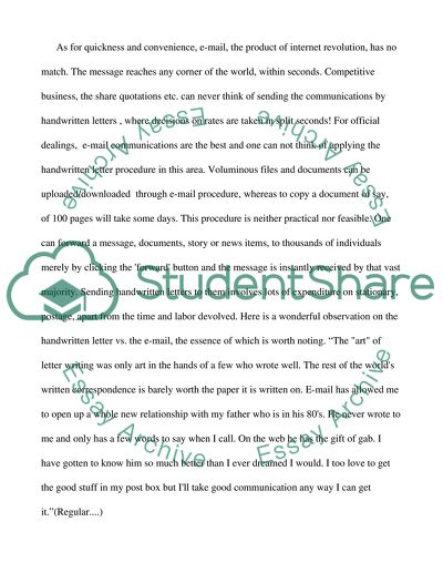 Handwriting a letter versus sending an e-mail message