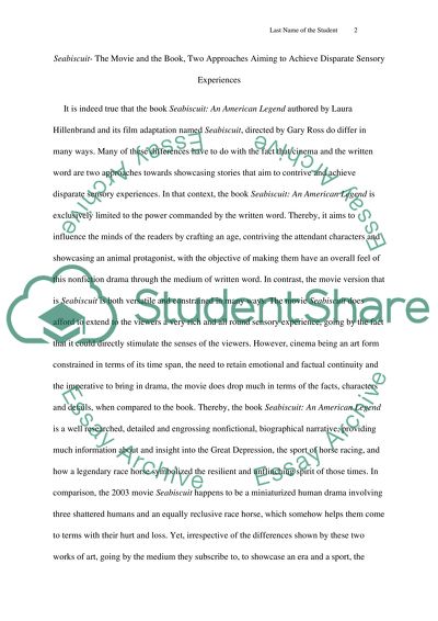 Seabiscuit- the Movie and the Book, Two Approaches Aiming to Achieve Disparate Sensory Experiences