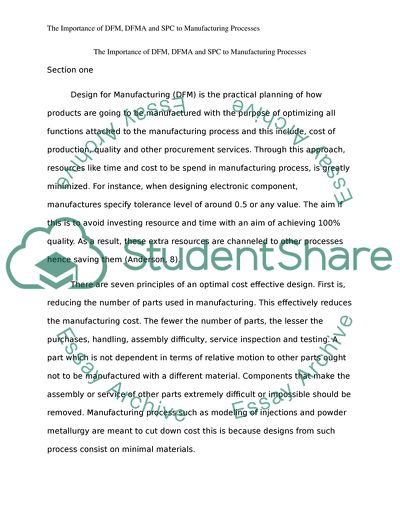 The Importance of DFM, DFMA and SPC to Manufacturing Processes