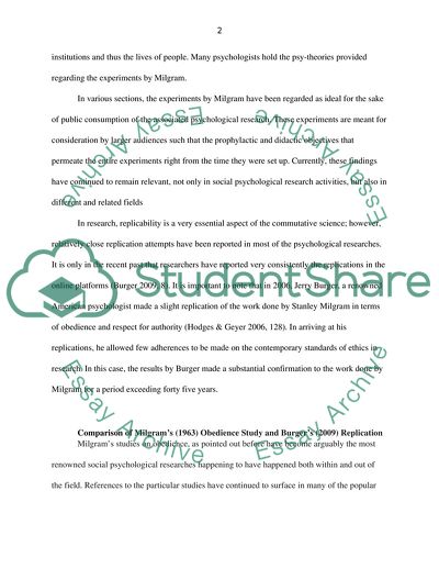 Similarities and Differences between Milgrams Obedience Study and Burgers Replication
