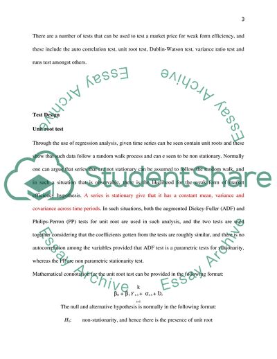 The Test of Market Price for Weak Form Efficiency