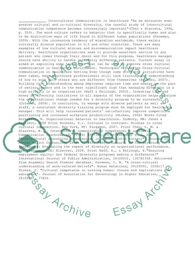 Intercultural Communication in healthcare