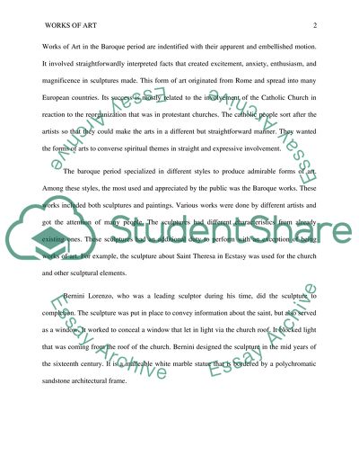 Works of Art in the Baroque period