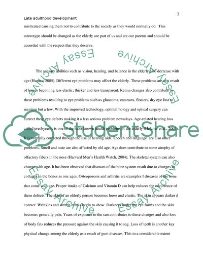 Human Growth and Development in the Late Adult Years