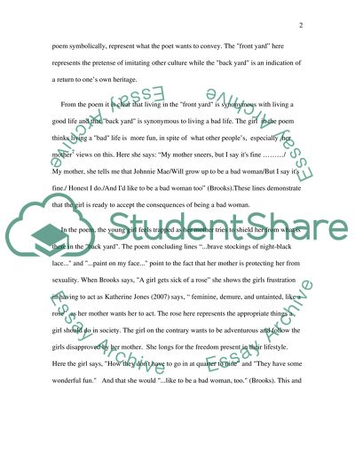 A Song in the Front Yard by Gwendolyn Brooks