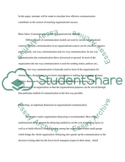 Role of communication within an organisation