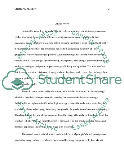 Analysis of Articles about Sustainable Technology