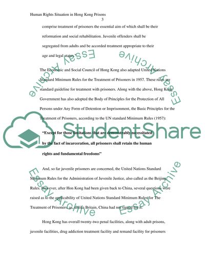 Human Rights Situation in Hong Kong Prisons