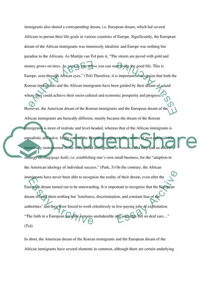 Experience of the Korean and African Immigrants