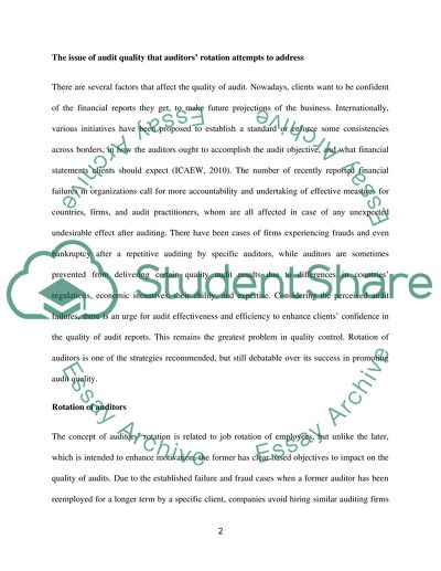 Does the Rotation of Auditors Improve the Quality of Auditing