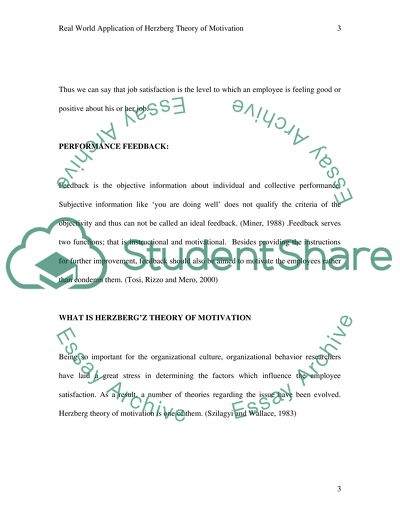 Real World Application of Herzbergs Theory of Motivation