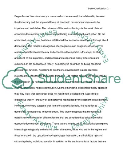 Economic Development is a Prerequisite to Democratization