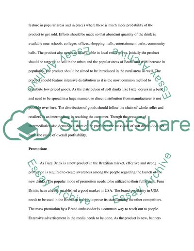 Compare And Contrast High School And College Essay Marketing Mix Of Fuze Drinks Term Papers And Essays also Example Of A Good Thesis Statement For An Essay Marketing Mix Of Fuze Drinks Essay Example Topics And Well Written Narrative Essay Topics For High School Students