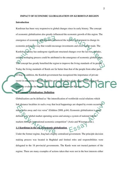 Impact of Economic Globalization on Kurdistan Region