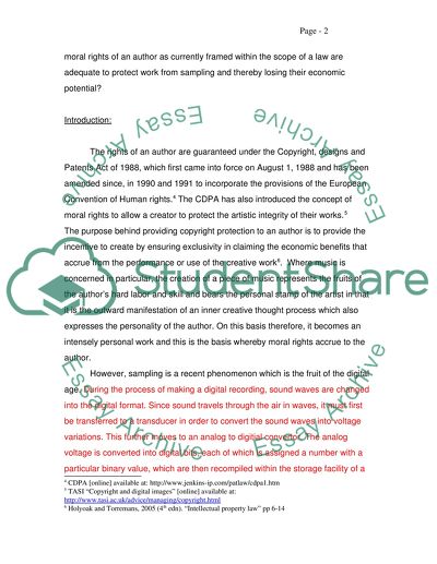Do moral rights protect authors creation from sampling